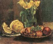 Lovis Corinth Stillleben mit gelben Tulpen, apfeln und Grapefruit Germany oil painting artist